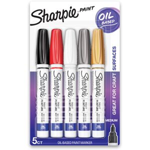 SHARPIE Oil-Based Paint Markers Medium Point Assorted & Metallic Colors 5 Cou SHARPIE Oil-Based Paint Markers Medium Point Assorted & Metallic Colors 5 Cou