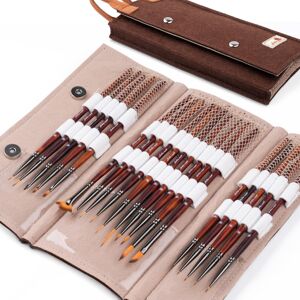Golden Maple Miniature Paint Brushes ? 20PC Professional Micro Detail Brush Set Golden Maple Miniature Paint Brushes ? 20PC Professional Micro Detail Brush Set