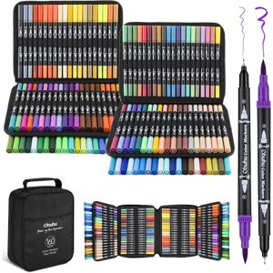 Ohuhu 160 Colouring Pens, Dual Tip Brush Pens Felt Tip Pens Art Markers with Fin Ohuhu 160 Colouring Pens, Dual Tip Brush Pens Felt Tip Pens Art Markers with Fin