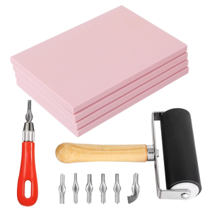 Markenlos Rubber Block Stamp Carving Kit, 4 Pack with Cutting Tools Markenlos Rubber Block Stamp Carving Kit, 4 Pack with Cutting Tools