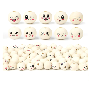 sin marca 10 Styles Wooden Beads with Face, Wooden Heads with Face for Crafts sin marca 10 Styles Wooden Beads with Face, Wooden Heads with Face for Crafts