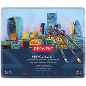 Derwent Procolour Pencils Set Of 24 In Tin, 4mm Round Core, Premium Core Strengt Derwent Procolour Pencils Set Of 24 In Tin, 4mm Round Core, Premium Core Strengt