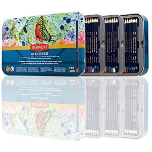 Derwent Inktense Pencils Art Set, 100 Permanent Watercolour Pencils Set in Tin, Derwent Inktense Pencils Art Set, 100 Permanent Watercolour Pencils Set in Tin,