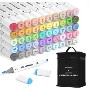 Shuttle Art Alcohol Markers Brush Tip, 50 Pastel Colours Dual Tip Art Pens Plus Shuttle Art Alcohol Markers Brush Tip, 50 Pastel Colours Dual Tip Art Pens Plus