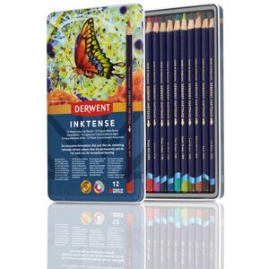Derwent Inktense Permanent Watercolour Pencils, Set of 12 in a Tin, 4mm Premium Derwent Inktense Permanent Watercolour Pencils, Set of 12 in a Tin, 4mm Premium