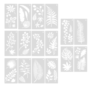 Jojomino 16-Piece Reusable Leaves Stencil Set – Tropical Leaf Templates for Walls, Canvas Jojomino 16-Piece Reusable Leaves Stencil Set – Tropical Leaf Templates for Walls, Canvas