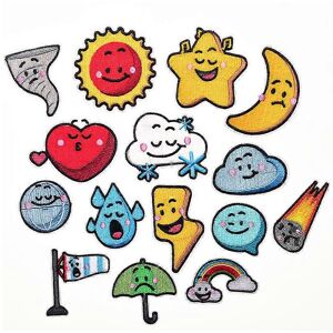 Unbranded (As show, One size) A set of 15 cartoon stars and sun love cloth stickers badge Unbranded (As show, One size) A set of 15 cartoon stars and sun love cloth stickers badge
