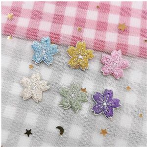 Unbranded (As show, One size) Set of 6 embroidery small cherry blossom embroidery sticker Unbranded (As show, One size) Set of 6 embroidery small cherry blossom embroidery sticker