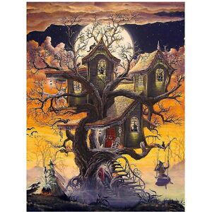 Unbranded (As show, One size) 5D DIY Photo Custom Halloween Tree House Moon witch Diamond Unbranded (As show, One size) 5D DIY Photo Custom Halloween Tree House Moon witch Diamond