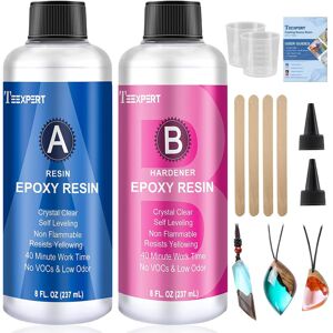 Teexpert Epoxy Resin Crystal Clear Kit -16oz /474ml Casting Resin for Jewellery DIY Art R Teexpert Epoxy Resin Crystal Clear Kit -16oz /474ml Casting Resin for Jewellery DIY Art R