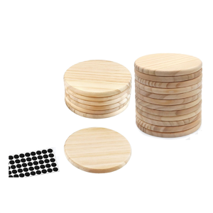 Exogio 20Pcs Unfinished Wood Coasters, 4 Inch Round Blank Wooden Coasters Exogio 20Pcs Unfinished Wood Coasters, 4 Inch Round Blank Wooden Coasters