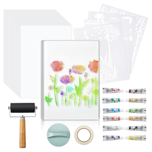 Semoic 5x7 Gel Printing Plate Kit - with Acrylic Paint, P Semoic 5x7 Gel Printing Plate Kit - with Acrylic Paint, P