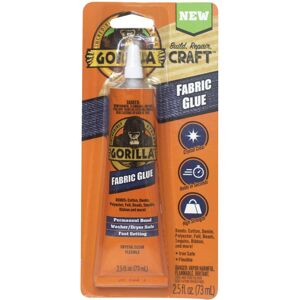 Gorilla Waterproof Fabric Glue 2.5 Ounce Tube Clear (Pack of 1) Gorilla Waterproof Fabric Glue 2.5 Ounce Tube Clear (Pack of 1)