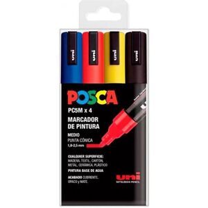 Marker - UNI-BALL - Posca PC-5M - Set of 4 - Assorted colors - Conical tip 1.8-2 Marker - UNI-BALL - Posca PC-5M - Set of 4 - Assorted colors - Conical tip 1.8-2
