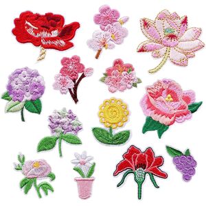 Typecat 13 PCS Iron on Patches Flower Appliques Stickers, Basket Embroidery De Typecat 13 PCS Iron on Patches Flower Appliques Stickers, Basket Embroidery De