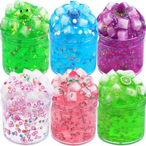 Kilpkonn Clear Jelly Crunchy Slime Kit, 6 Packs Slime Kits for Girls, Non Sticky Slime fo Kilpkonn Clear Jelly Crunchy Slime Kit, 6 Packs Slime Kits for Girls, Non Sticky Slime fo