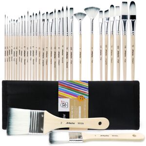 Artecho 32 PCS Art Paint Brushes Set - Watercolor, Acrylic & Oil Painting - Prof Artecho 32 PCS Art Paint Brushes Set - Watercolor, Acrylic & Oil Painting - Prof