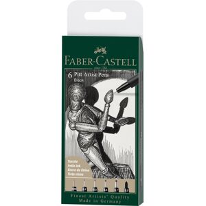 Faber Castell Art & Graphic Pitt Artist Pen India Ink Pen, Black, Wallet Of 6, F Faber Castell Art & Graphic Pitt Artist Pen India Ink Pen, Black, Wallet Of 6, F