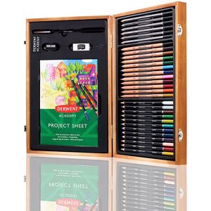 Derwent Academy Wooden Gift Box,Complete 35 Piece Art Set with Colouring Pencils Derwent Academy Wooden Gift Box,Complete 35 Piece Art Set with Colouring Pencils