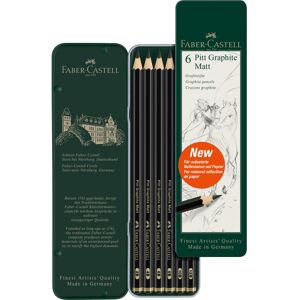 Faber Castell Art & Graphic Pitt Graphite Matt Pencil, Matt Graphite, Tin Of 6, Faber Castell Art & Graphic Pitt Graphite Matt Pencil, Matt Graphite, Tin Of 6,