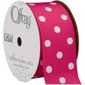 Berwick Offray 945865 1.5"""" Wide Grosgrain Ribbon Shocking Pink and White Polka Dot 3 Berwick Offray 945865 1.5"""" Wide Grosgrain Ribbon Shocking Pink and White Polka Dot 3