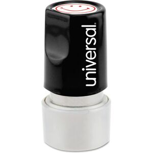 Universal UNV10080 Pre-Inked/Re-Inkable Smiley Face Round Message Stamp - Red In Universal UNV10080 Pre-Inked/Re-Inkable Smiley Face Round Message Stamp - Red In