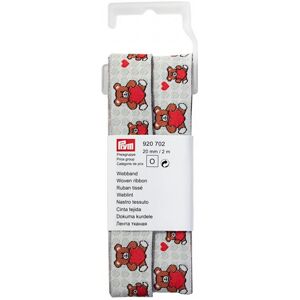 20mm Prym Teddy Heart Woven Ribbon 2m - each 20mm Prym Teddy Heart Woven Ribbon 2m - each