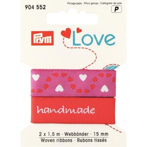 15mm Prym Love Woven Heart Ribbon 3m Red - each 15mm Prym Love Woven Heart Ribbon 3m Red - each