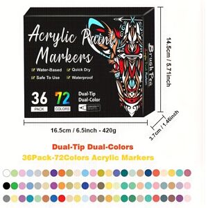 Unbranded (72 colors - 36 sticks) Vibrant Colors Double-Ended Dual Tip Acrylic Paint Marke Unbranded (72 colors - 36 sticks) Vibrant Colors Double-Ended Dual Tip Acrylic Paint Marke