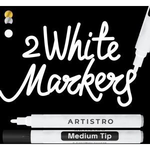 ARTISTRO 2 White Acrylic Paint Pens for Rock Painting Ceramic Wood Gla ARTISTRO 2 White Acrylic Paint Pens for Rock Painting Ceramic Wood Gla