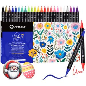 Artecho Acrylic Paint Pens 24 Colors, Dual Tip Acrylic Paint Markers with Brush Artecho Acrylic Paint Pens 24 Colors, Dual Tip Acrylic Paint Markers with Brush