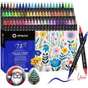 Artecho Acrylic Paint Pens 72 Colors, Dual Tip Acrylic Paint Markers with Brush Artecho Acrylic Paint Pens 72 Colors, Dual Tip Acrylic Paint Markers with Brush