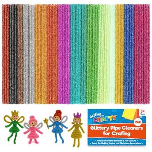 SOL 240pk Glitter Pipe Cleaners for Craft 15cm Sparkly, Glittery, Flexible Colo SOL 240pk Glitter Pipe Cleaners for Craft 15cm Sparkly, Glittery, Flexible Colo