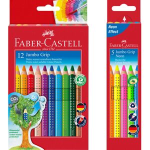 Faber Castell Jumbo Grip 110912 Colouring Pencils Cardboard Case 12 + 5 Case Jum Faber Castell Jumbo Grip 110912 Colouring Pencils Cardboard Case 12 + 5 Case Jum
