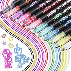 YITHINC Glitter Pens Outline Marker Pen, 12 Sparkle Metallic Colouring Pens, Art YITHINC Glitter Pens Outline Marker Pen, 12 Sparkle Metallic Colouring Pens, Art