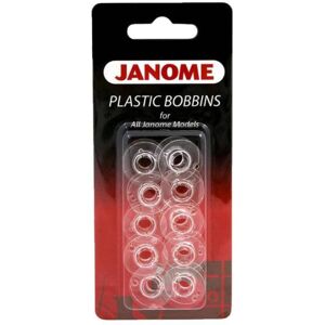 Janome Genuine 10 Pk. Plastic Bobbins #200122614 for All Janome & Necchi Models Janome Genuine 10 Pk. Plastic Bobbins #200122614 for All Janome & Necchi Models
