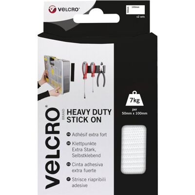 358369 Velcro Brand Heavy-Duty Stick-On Strips 50x100mm White - 7kg per Strip, I 358369 Velcro Brand Heavy-Duty Stick-On Strips 50x100mm White - 7kg per Strip, I