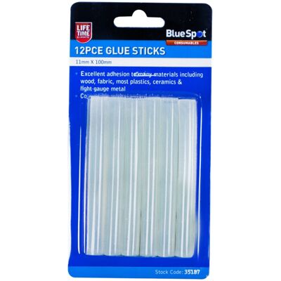 Bluespot 12 Pce 11mm Glue Sticks - Hot Melt Adhesive 100mm Blue Spot 12pk All - Bluespot 12 Pce 11mm Glue Sticks - Hot Melt Adhesive 100mm Blue Spot 12pk All -