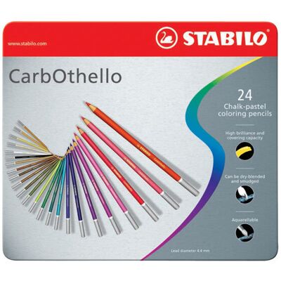 1 Pack STABILO Carbothello Chalk Pastel Pencils, 24 Shades - Tinned Art Set 1 Pack STABILO Carbothello Chalk Pastel Pencils, 24 Shades - Tinned Art Set