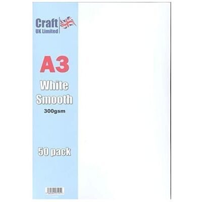 Craft UK - A3 300gsm Smooth Card - White - Pack 50 - Card Stock Craft UK - A3 300gsm Smooth Card - White - Pack 50 - Card Stock