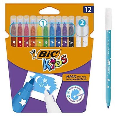 BIC Kids Magic Felt Pens - Assorted Colours - Pack of 12 (10 Coloured Markers an BIC Kids Magic Felt Pens - Assorted Colours - Pack of 12 (10 Coloured Markers an