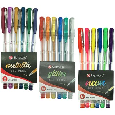 SOL 18pk Gel Pens Set 6pk Neon 6pk Glitter 6pk Metallic Ink SOL 18pk Gel Pens Set 6pk Neon 6pk Glitter 6pk Metallic Ink