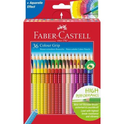 Faber Castell 36 Colour Grip Water-soluble Colour Pencils 112442 Faber Castell 36 Colour Grip Water-soluble Colour Pencils 112442