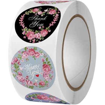 Unbranded Floral Thank You Stickers, 500pcs/roll Round Thank You Stickers Roll Perfect for Unbranded Floral Thank You Stickers, 500pcs/roll Round Thank You Stickers Roll Perfect for
