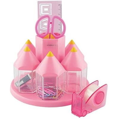 Exerz Rotary Desk Organiser Pen Tidy Set with 5 Accessory Boxes - Multi colors - Exerz Rotary Desk Organiser Pen Tidy Set with 5 Accessory Boxes - Multi colors -