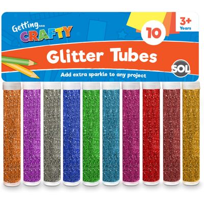 SOL 10 x Glitter Tubes in Assorted Vibrant Colours Glitter Shakers SOL 10 x Glitter Tubes in Assorted Vibrant Colours Glitter Shakers