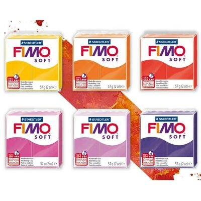 Staedtler FIMO Soft Polymer Oven Modelling Clay - 57g - Sunset Tones - Set of 6 Colours Staedtler FIMO Soft Polymer Oven Modelling Clay - 57g - Sunset Tones - Set of 6 Colours