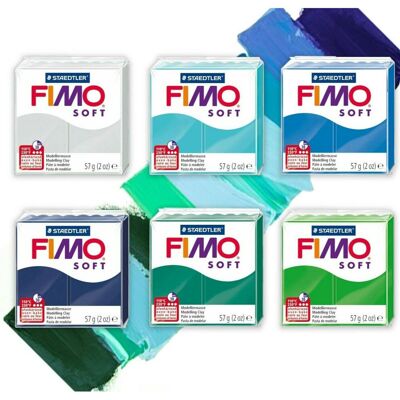 Staedtler FIMO Soft Polymer Oven Modelling Clay - 57g - Cool Tones - Set of 6 Colours Staedtler FIMO Soft Polymer Oven Modelling Clay - 57g - Cool Tones - Set of 6 Colours