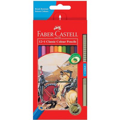 Faber Castell Classic Coloured Pencils with Gold (12pk) Faber Castell Classic Coloured Pencils with Gold (12pk)