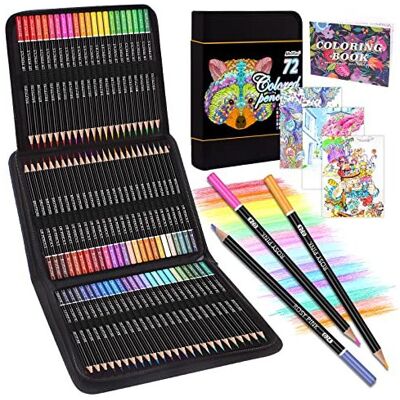 Melifluo 72 Colouring Pencils Set with Black Portable Zipper Bag. Professional Coloured P Melifluo 72 Colouring Pencils Set with Black Portable Zipper Bag. Professional Coloured P